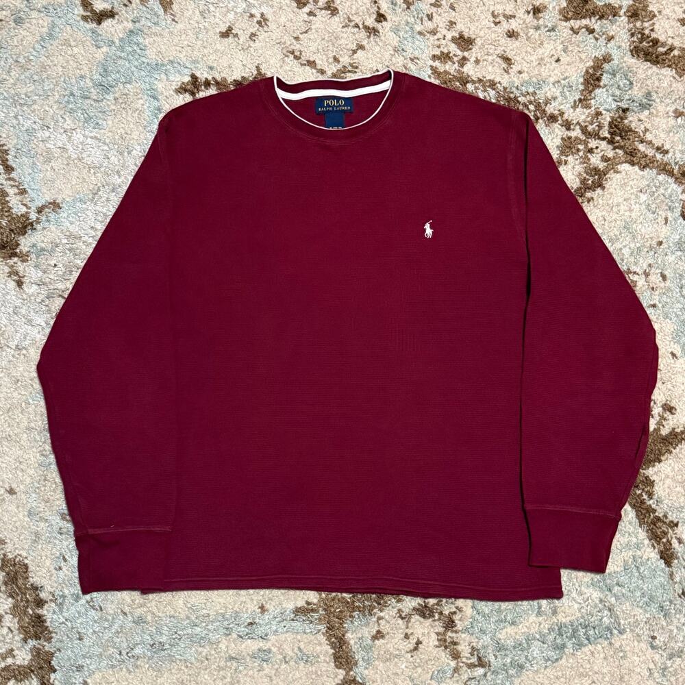 Polo Ralph Lauren Waffle Knit Thermal Shirt Size XL Burgundy